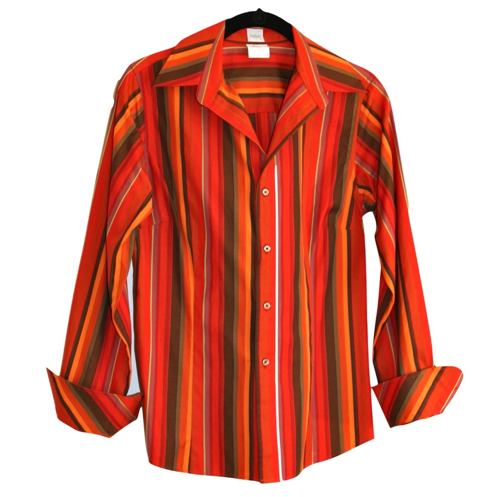 CRAIG TAYLOR Egyptian Cotton Striped Blouse Autumn Colors Vintage